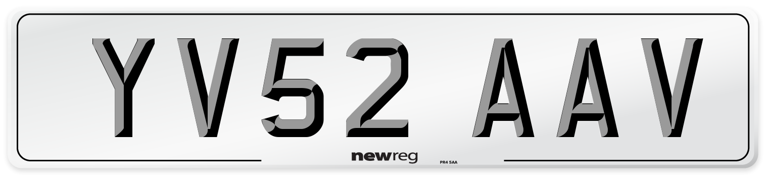 YV52 AAV Number Plate from New Reg